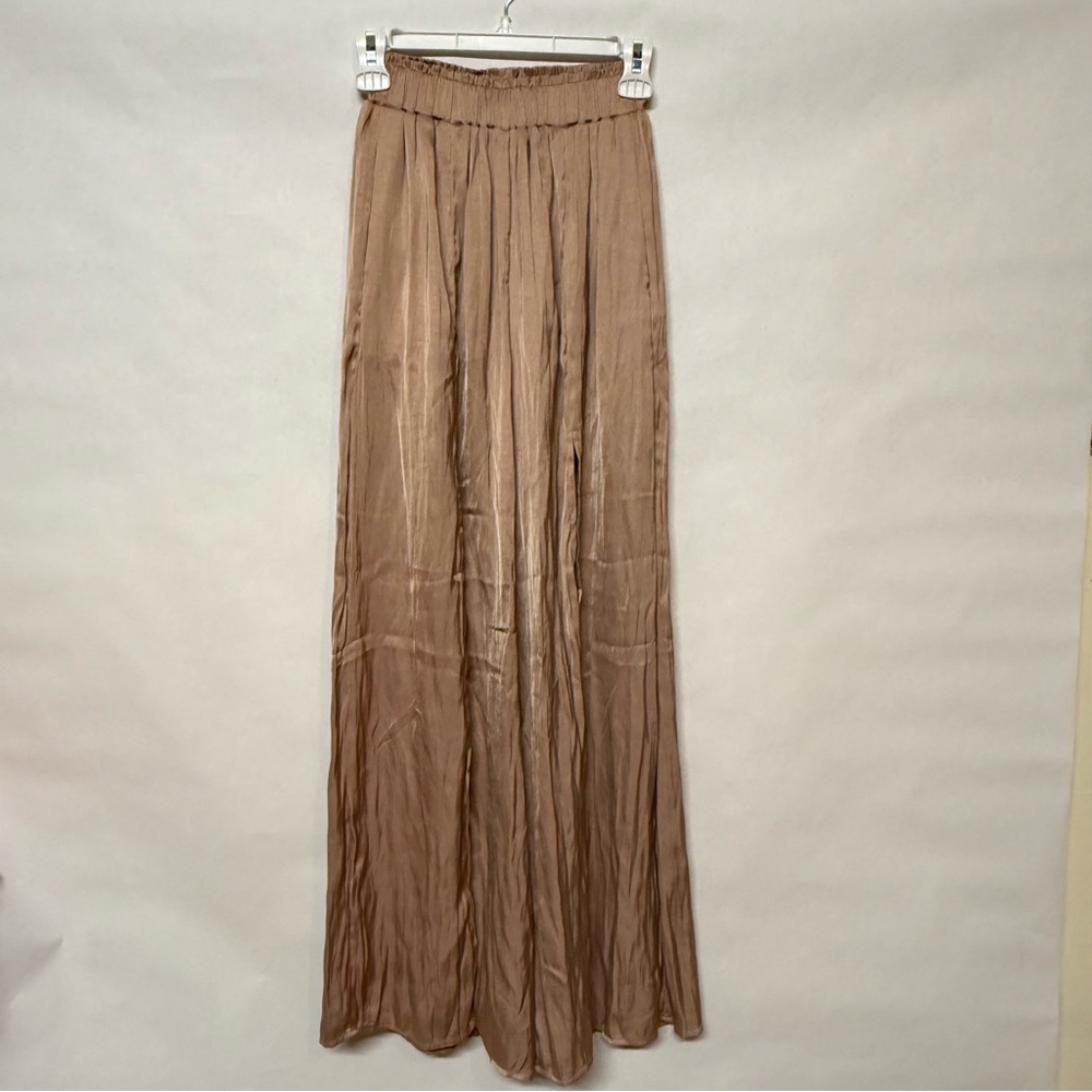 NWT By Together gold bronze satin slit high waisted pants women’s size small